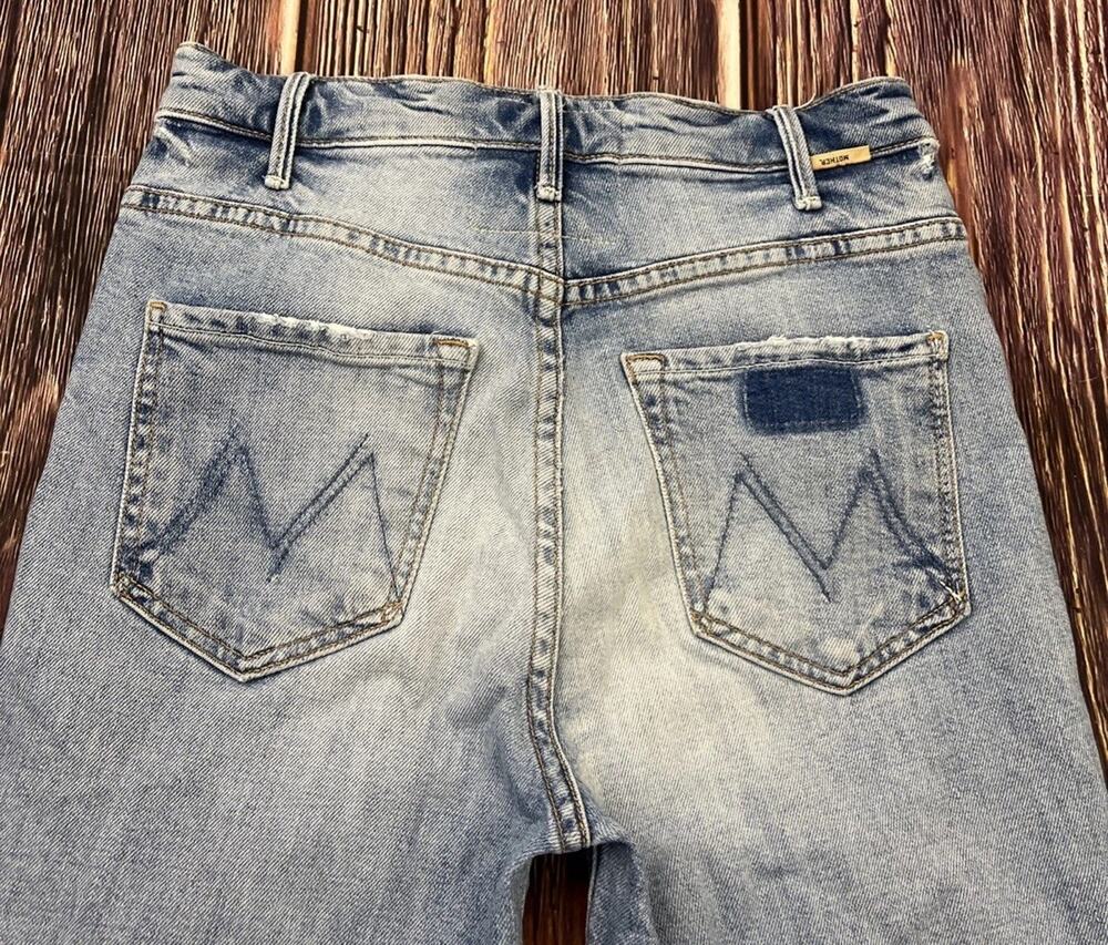 Mother The Hustler Ankle Distressed Jeans Light Wash Womens Size 26